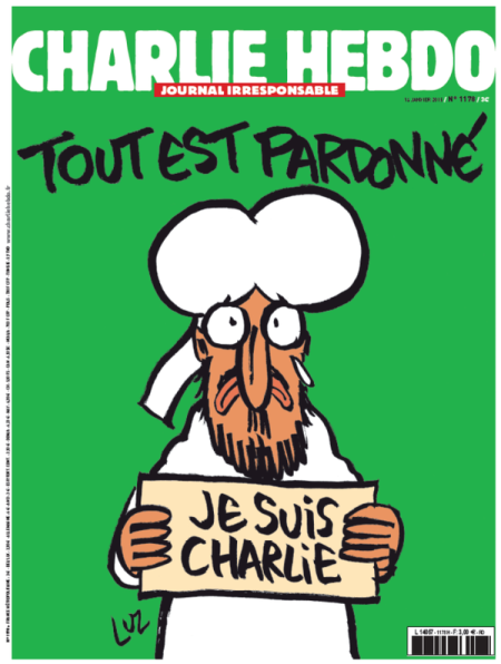 Yes, that is Muhammad holding a “Je suis Charlie” sign.